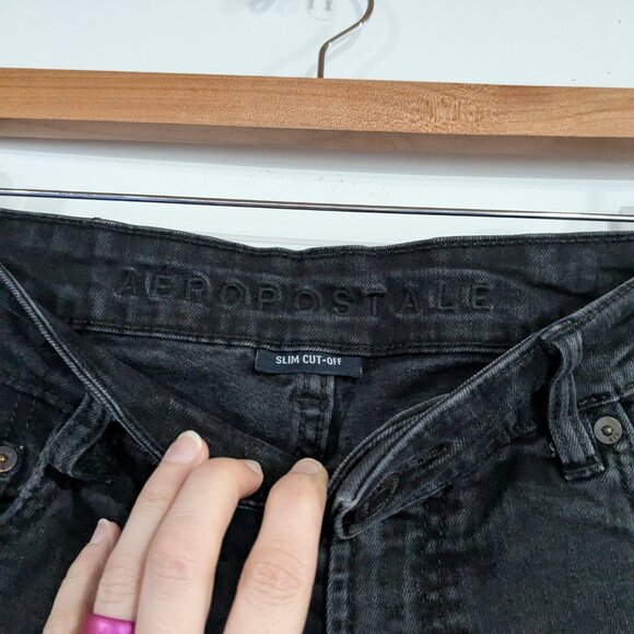 Aeropostale Slim Cut-Off Jean Shorts Jorts Black Size 32 - Picture 2 of 3